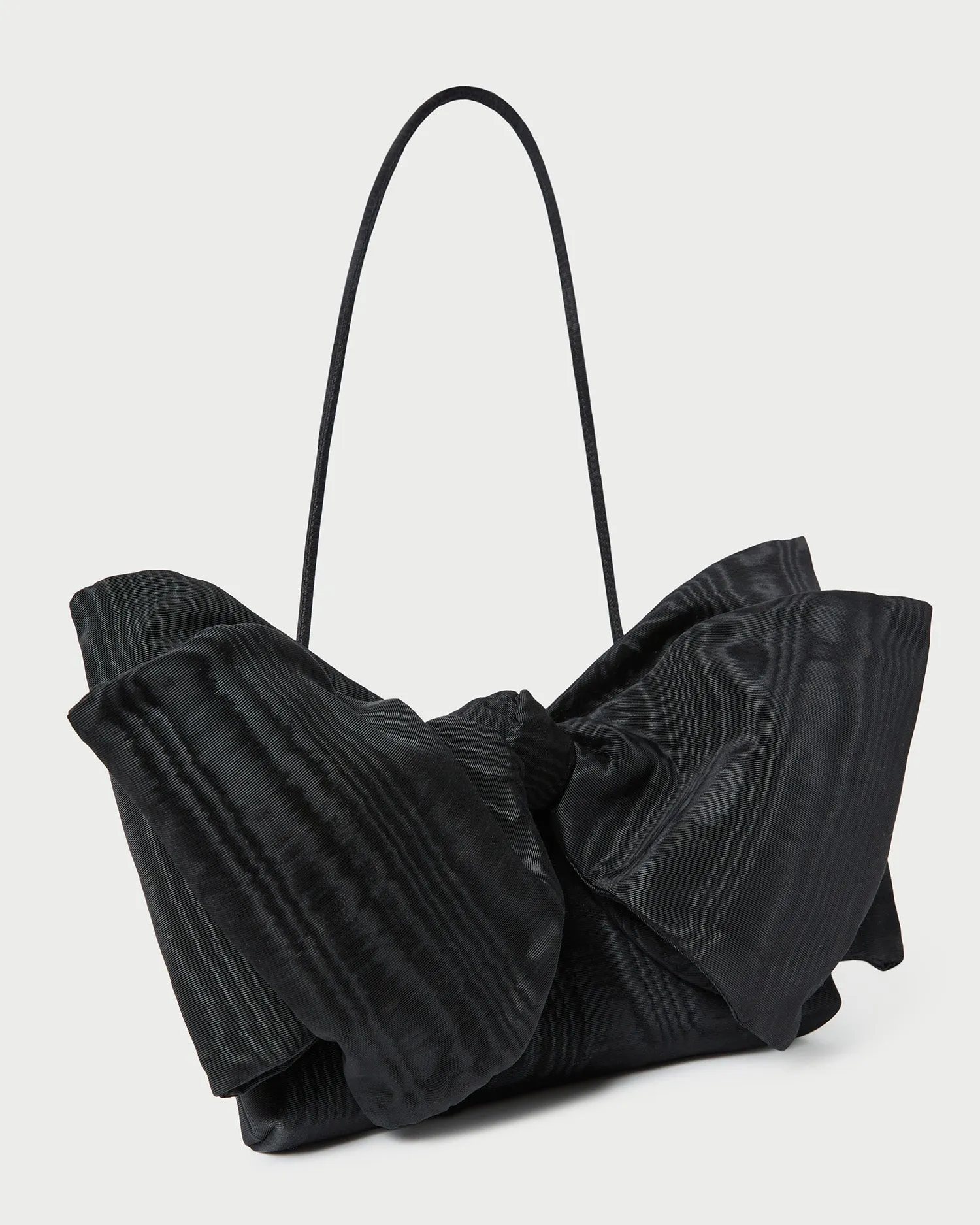 Valerie Black Moiré Bow Clutch