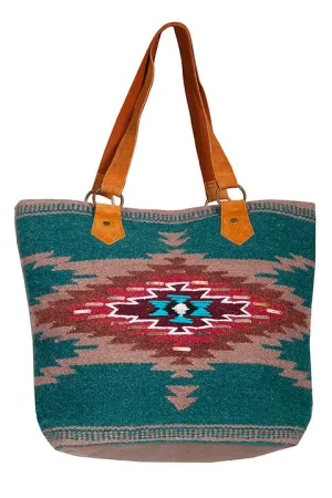 Western Shoulder Tote Wool Mayan Print