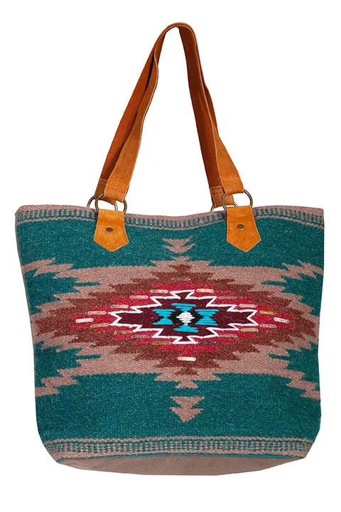 Western Shoulder Tote Wool Mayan Print