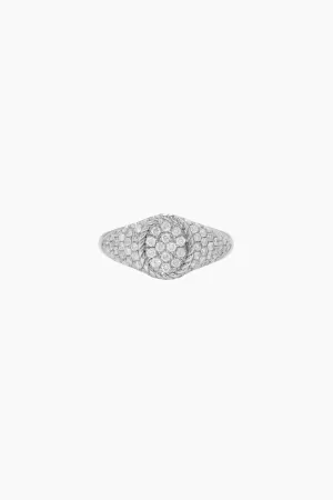 Yvonne Léon Baby Oval Chevalière Diamond Ring - White Gold